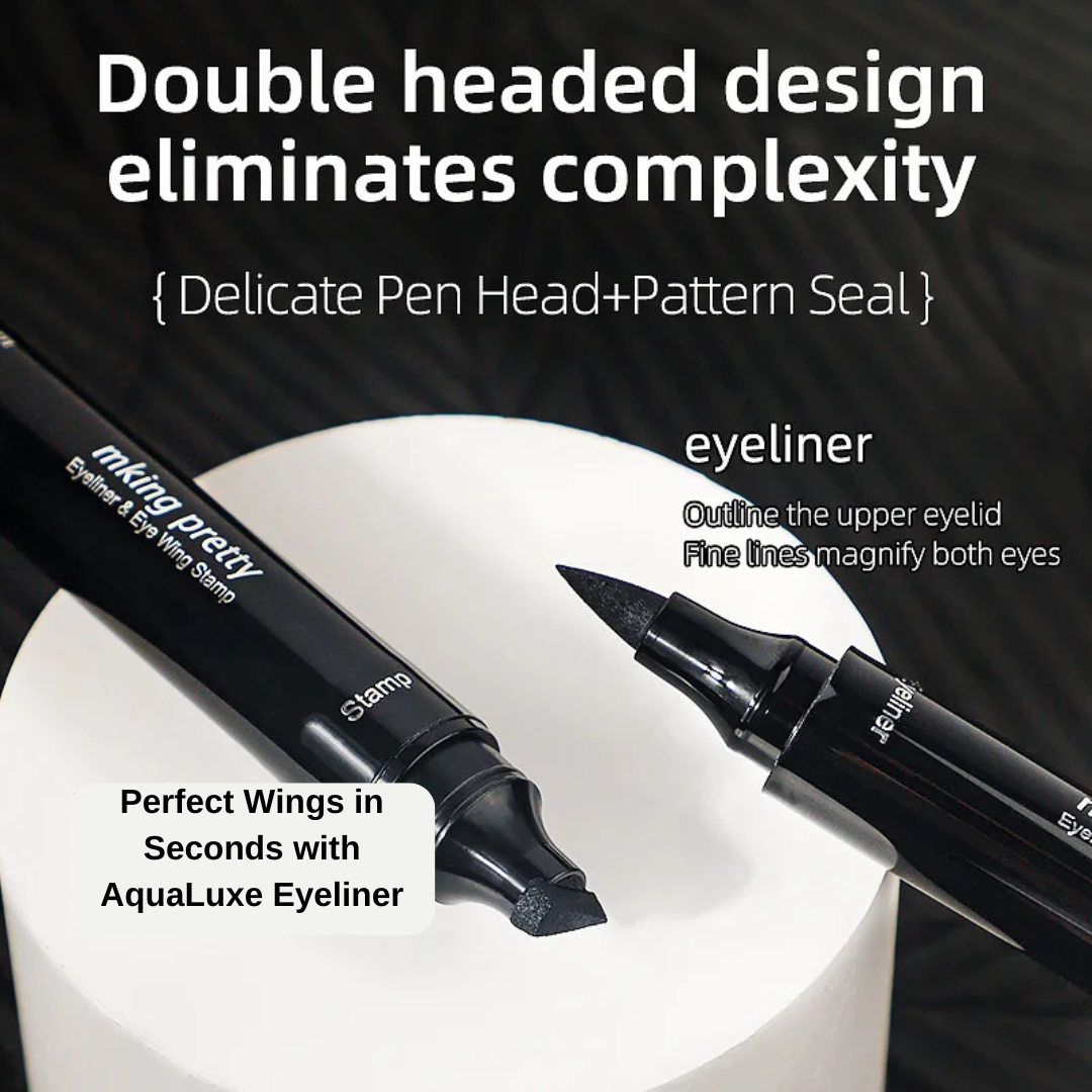 AquaLuxe Dual-Stroke Waterproof Eyeliner Pen - 2-in-1 Stamp & Precision Tip for Big, Defined Eyes