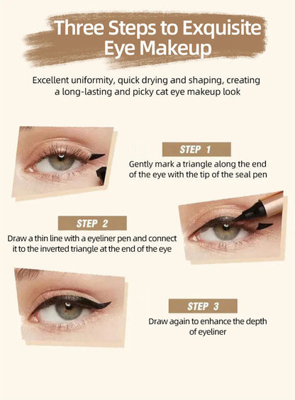 AquaLuxe Dual-Stroke Waterproof Eyeliner Pen - 2-in-1 Stamp & Precision Tip for Big, Defined Eyes