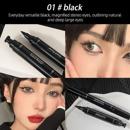 AquaLuxe Dual-Stroke Waterproof Eyeliner Pen - 2-in-1 Stamp & Precision Tip for Big, Defined Eyes